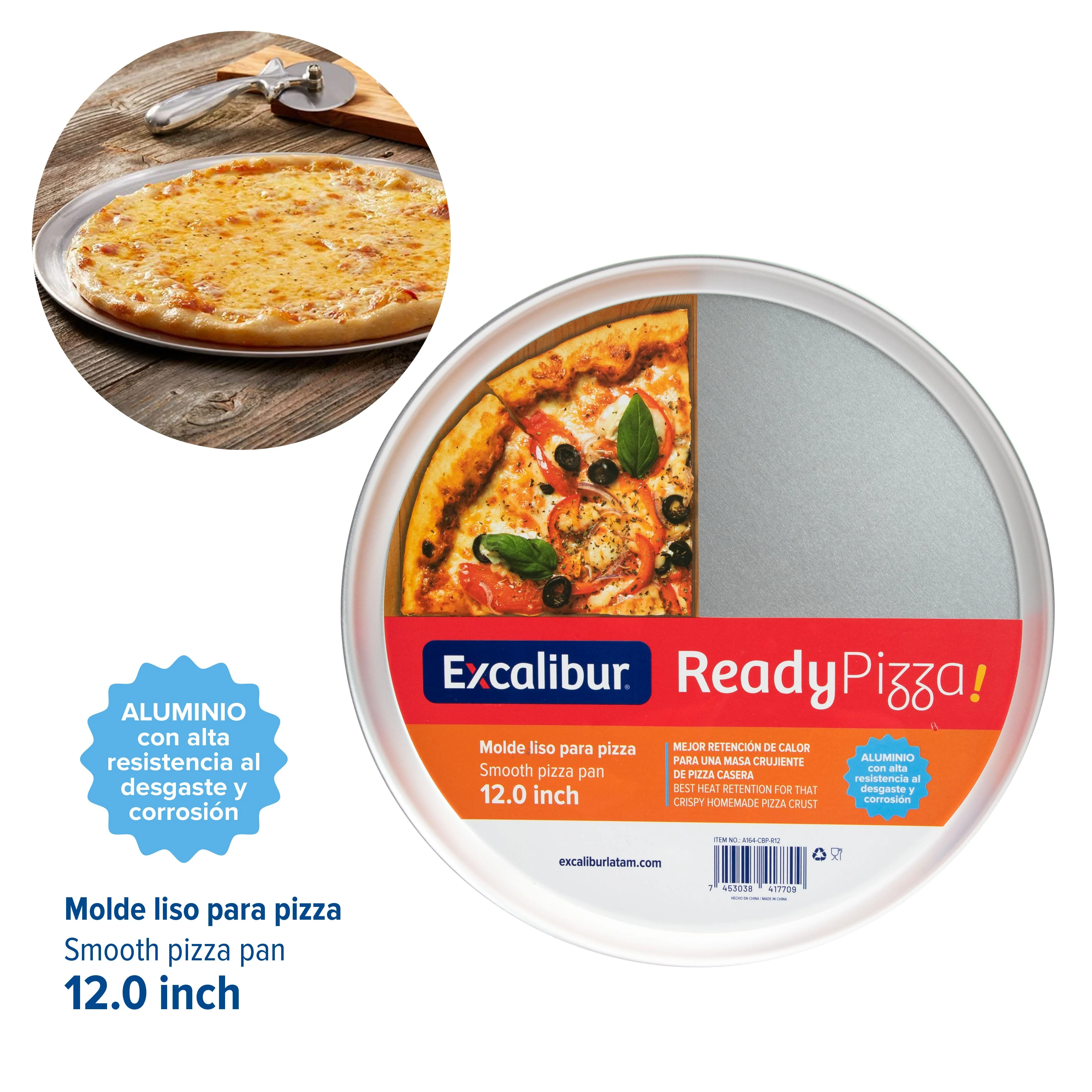 Bandeja de Pizza Liso 12" Aluminio Excalibur A164-CBP-R12