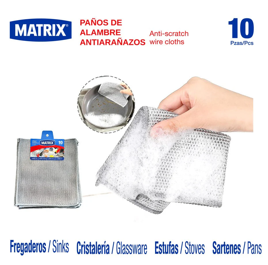 Set 10 Paño de Alambre para Fregar Antiarañazos Matrix A164-MT114