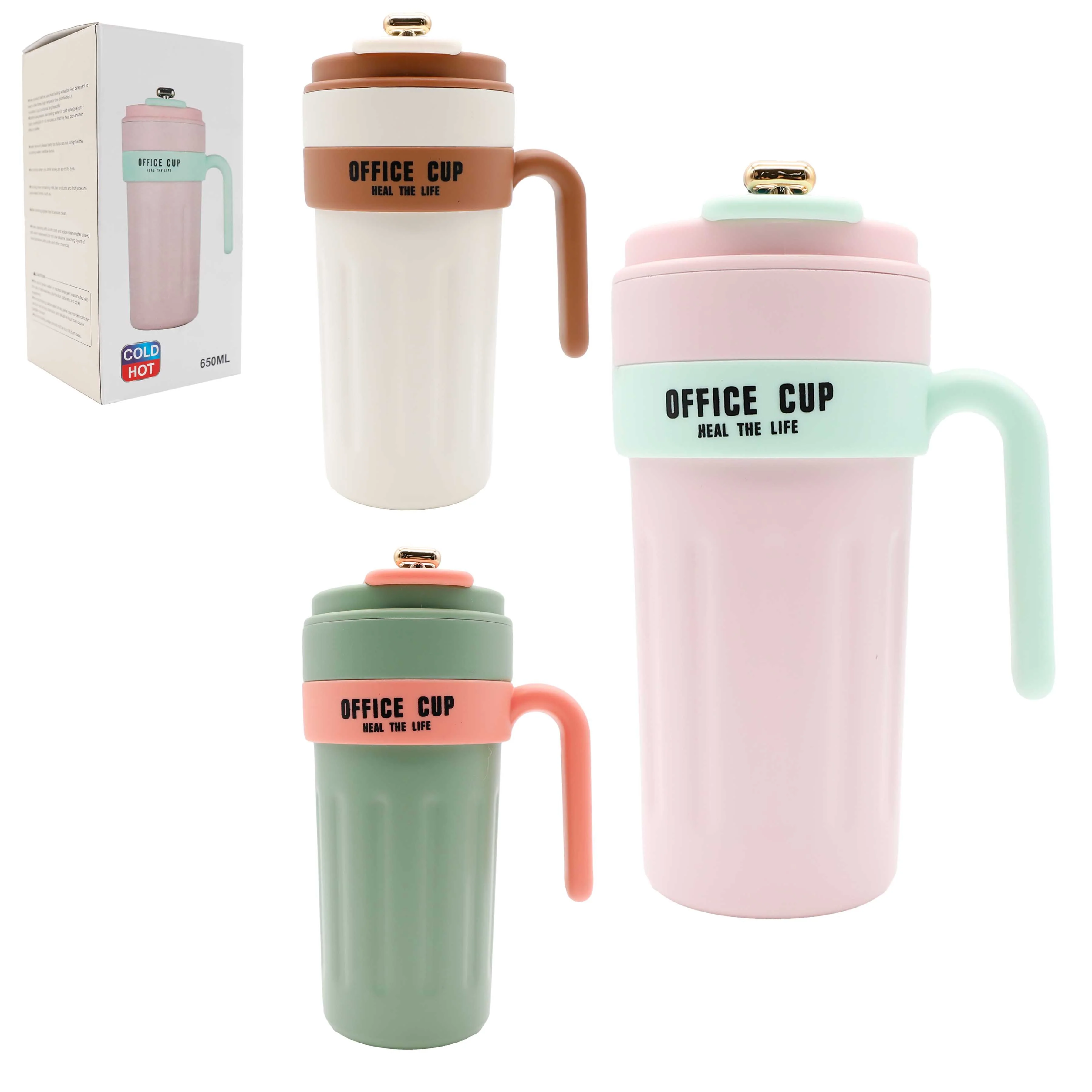 Termo de Acero Inoxidable 650ml 3 Colores Disponible CC001
