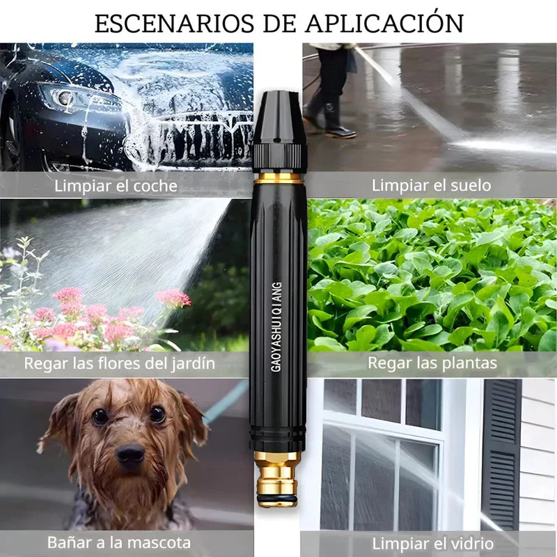 Manguera Con Boquilla Pulverizadora De Alta Presión (10 Metros). Pistola De Riego Ajustable. Incluye Conectores. TU294 - Image 3