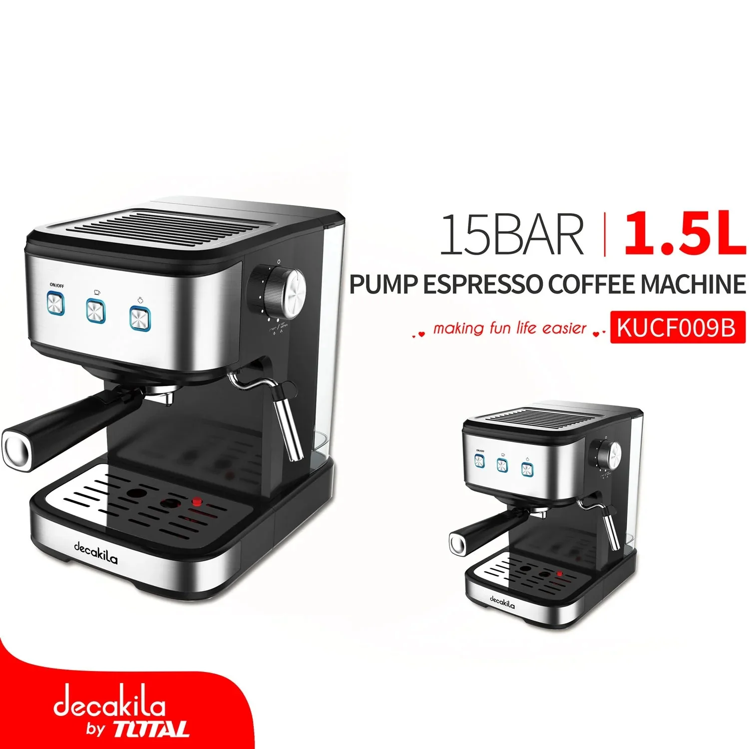Máquina de Café Espresso 850W. 15Bar. 1.5 Litros Decakila KUCF009B - Image 3