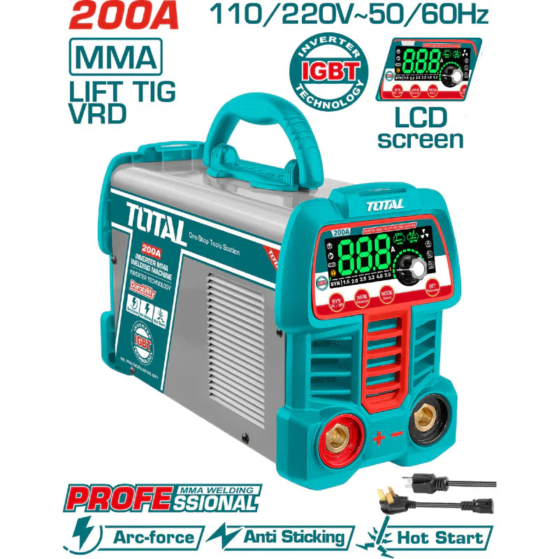 Máquina De Soldar Inverter Heavy Duty Profesional 60% Ciclo De Trabajo 200A 110-120/220-240V Soldadura Total UTW2200691