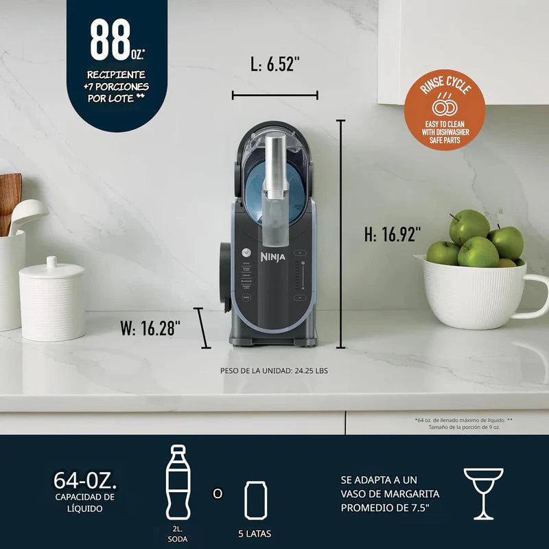 Máquina Profesional Ninja Slushi. Máquina De Bebidas Congeladas Y Granizados De 88 Onzas, 5 Programas Preestablecidos. Ninja FS301LAA - Image 4