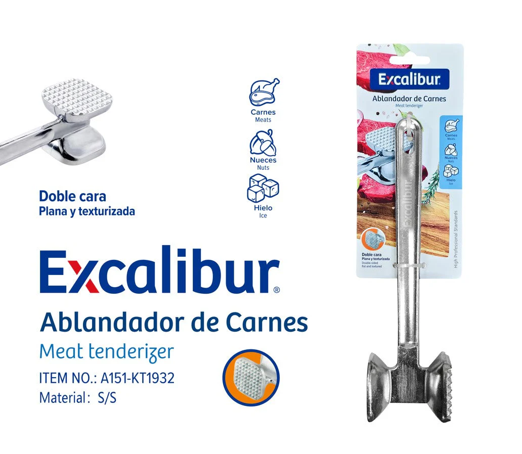 Martillo Ablandador de Carnes en Acero Inoxidable Excalibur A151-KT1932
