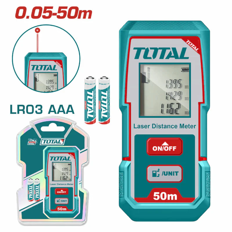 Medidor Laser Rango 0.05-50Mts. Exactitud ±2.0Mm. 635Nm, <1Mw. (Utiliza Baterías AAA) TMT55016