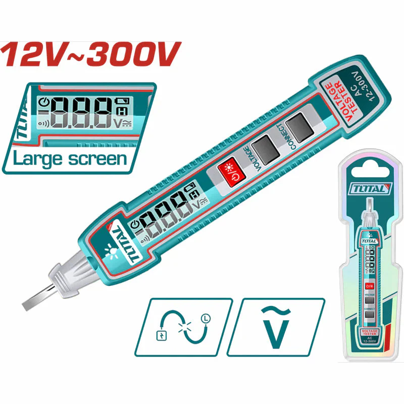 Medidor Probador De Voltaje De Lápiz AC 12-300V. Pantalla LCD Digital. Automotriz THTS33001