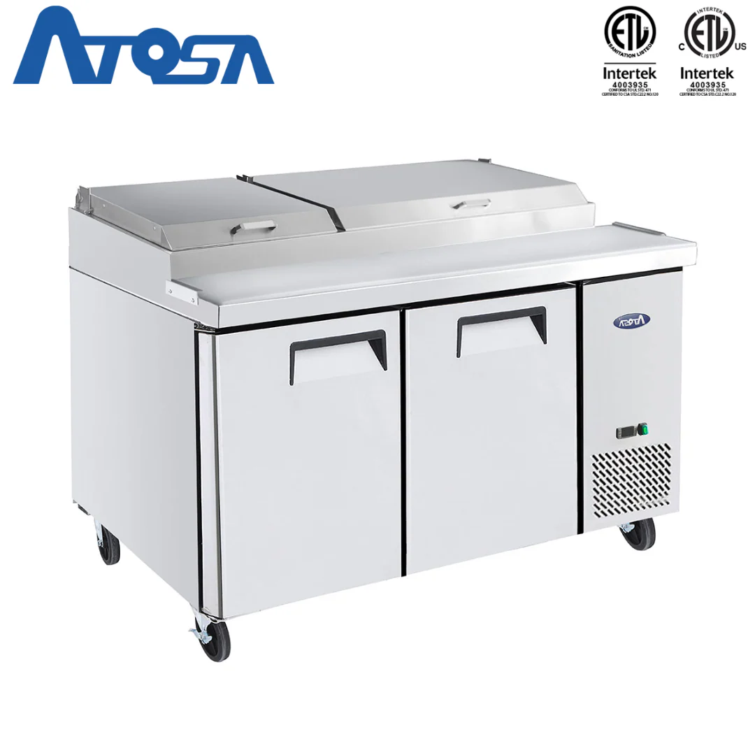 Mesa para Preparación de Pizza de 2 Puertas Refrigerada 67" Acero Inoxidable Atosa MPF8202GR - Image 3