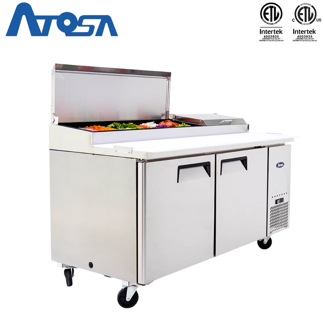 Mesa para Preparación de Pizza de 2 Puertas Refrigerada 67" Acero Inoxidable Atosa MPF8202GR - Image 5