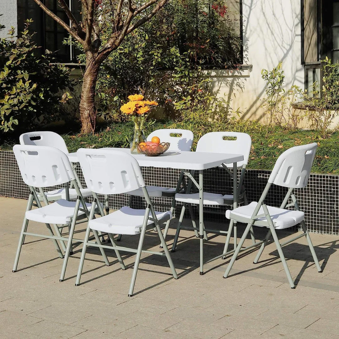Mesa Plegable de Plástico con Metal 4 Pies 60x120x60cm - Image 3