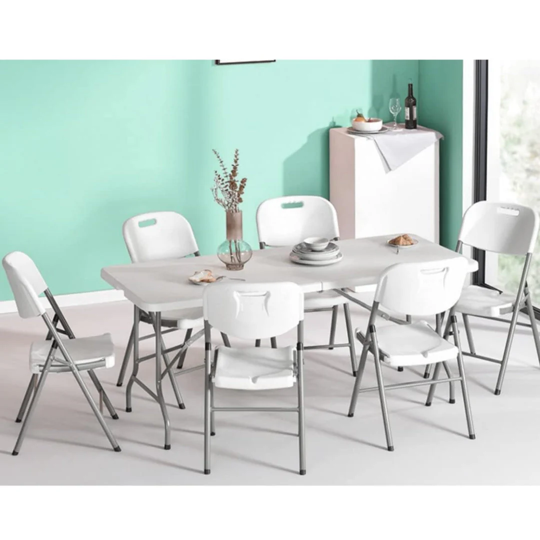 Mesa Plegable de Plástico con Metal 5 Pies 73x150x70cm - Image 3
