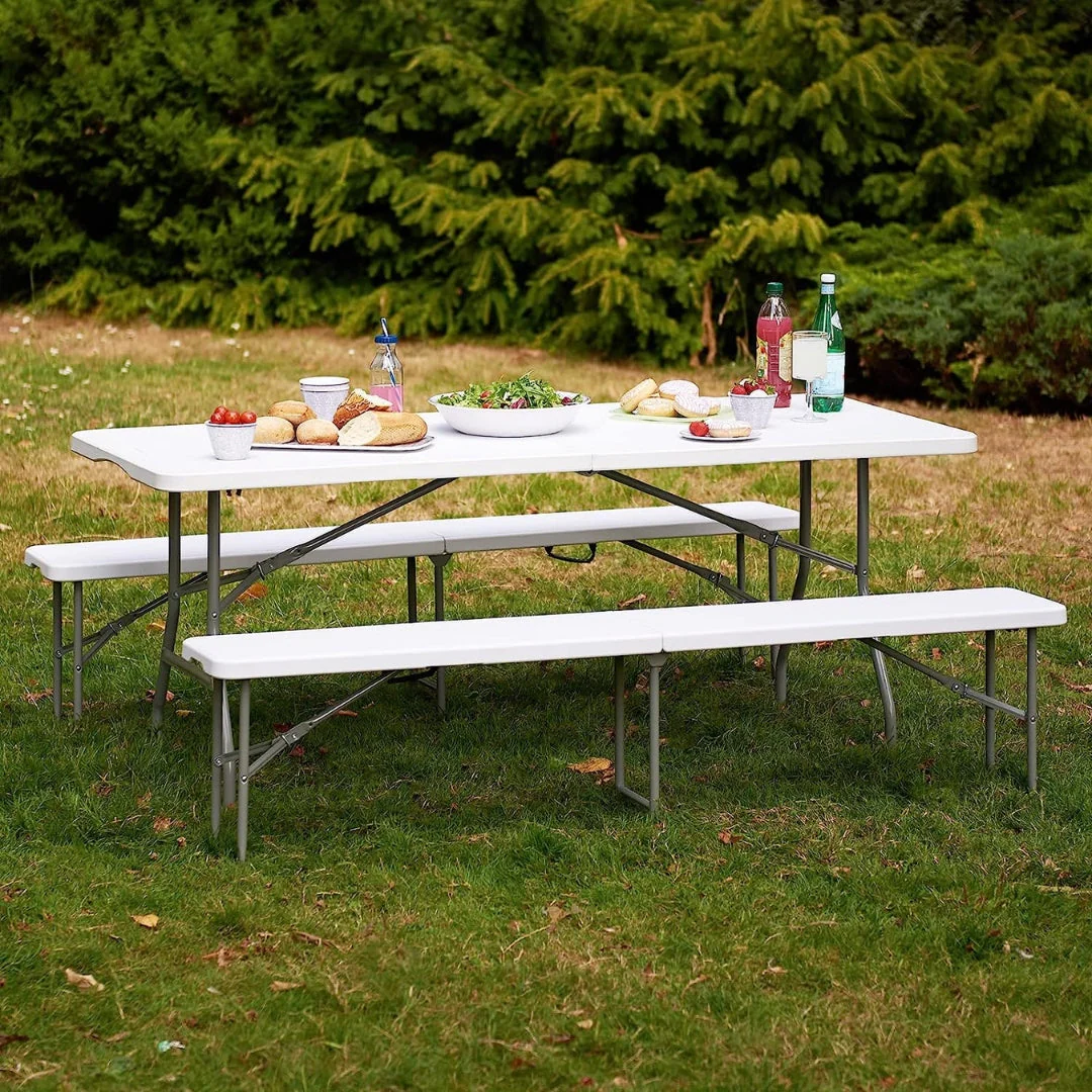 Mesa Plegable de Plástico con Metal 5 Pies 73x150x70cm - Image 4