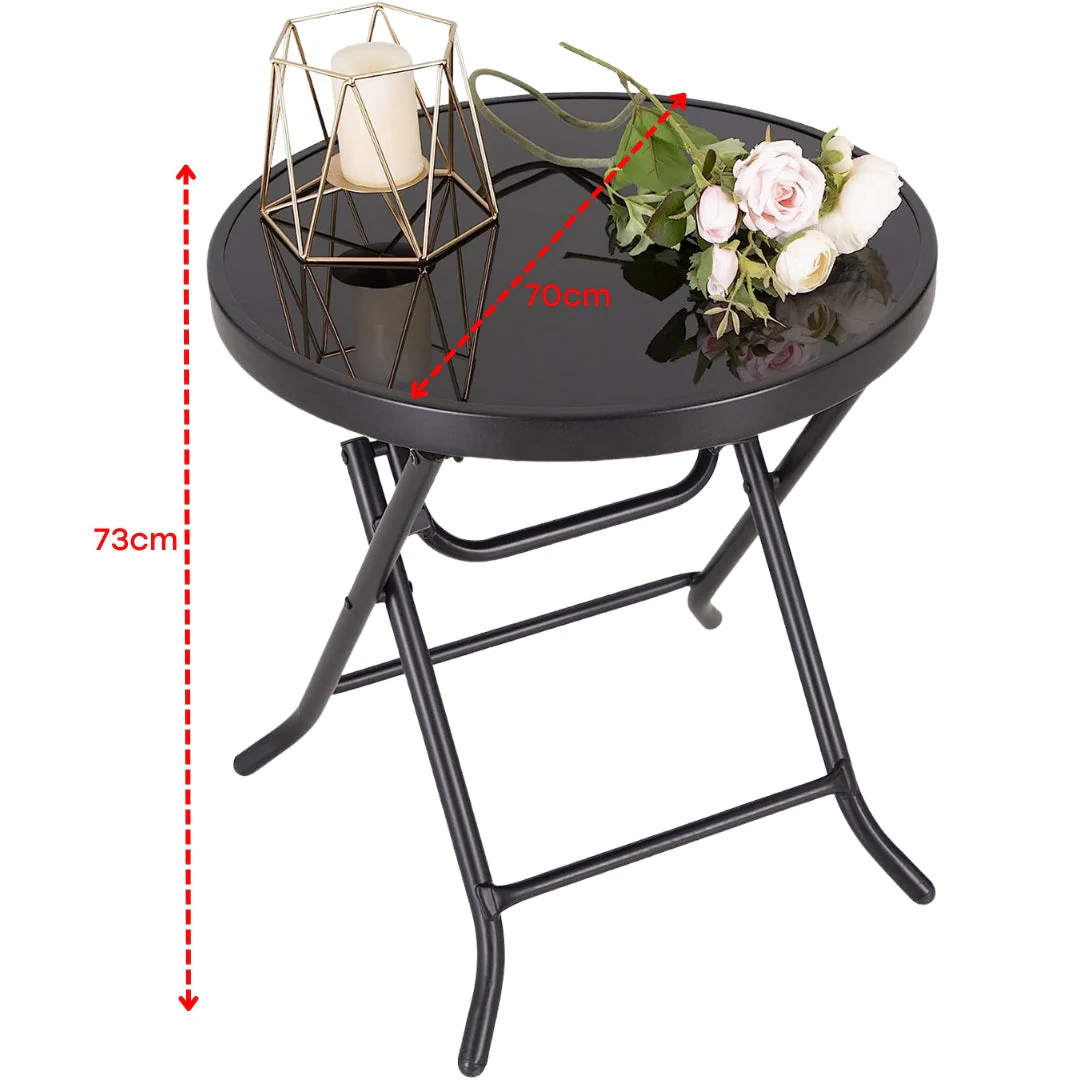 Mesa Plegable Redondo de Metal & Vidrio Templado de 60cm, 70cm & 80cm - Image 5