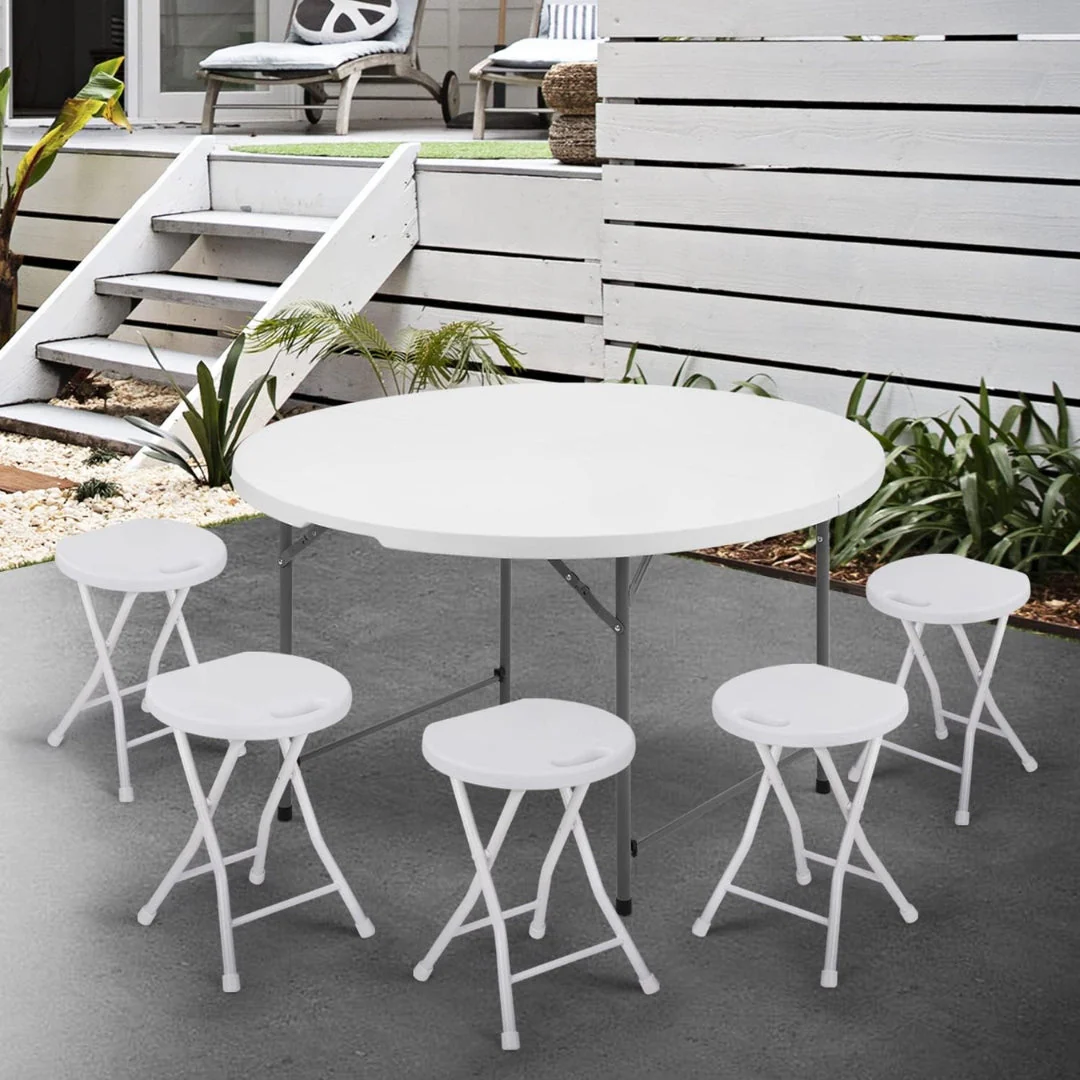 Mesa Plegable Redondo de Plástico con Metal 75x120cm - Image 3