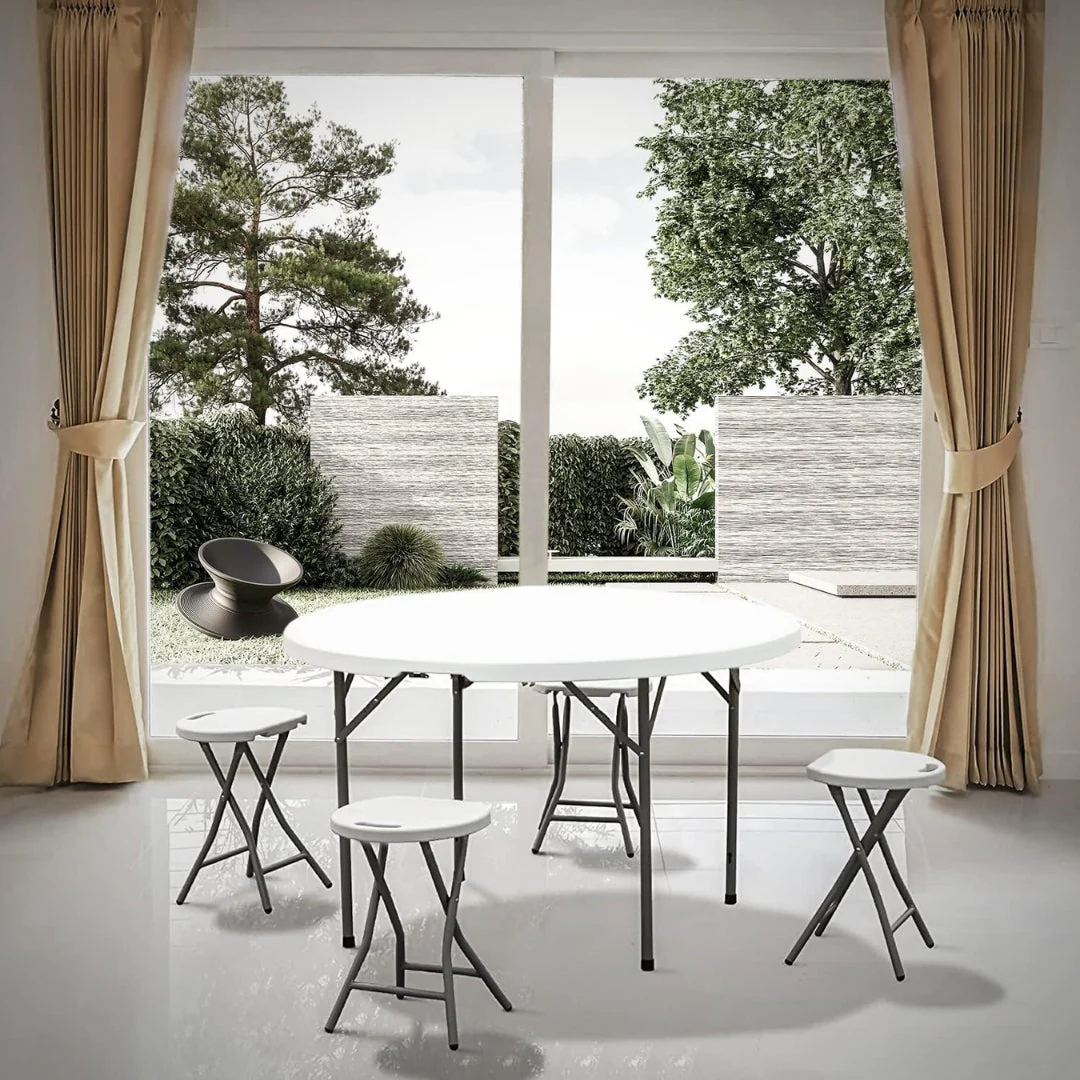 Mesa Plegable Redondo de Plástico con Metal 75x120cm - Image 4