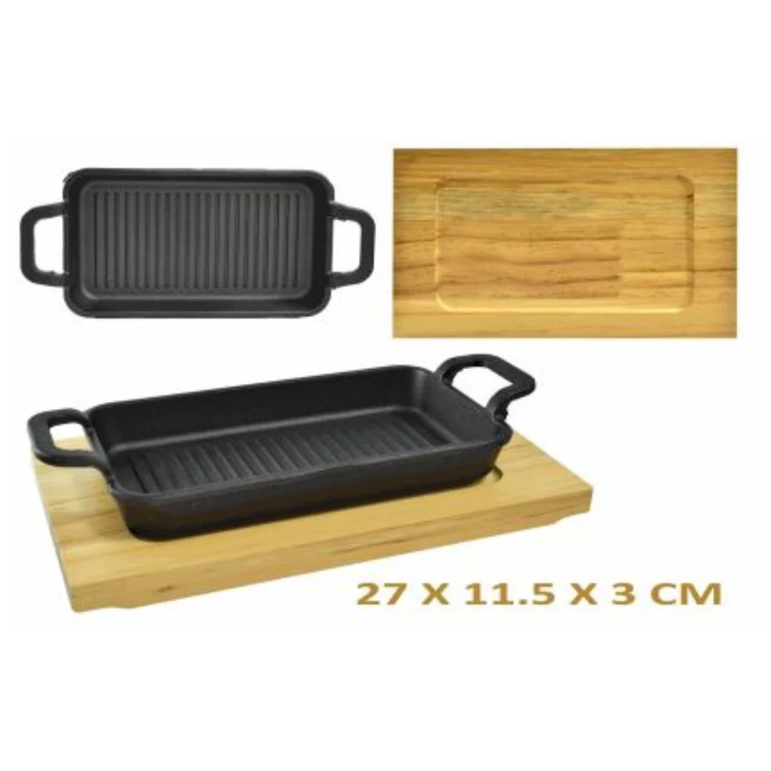 Mini Bandeja de Hierro Fundido con Tabla de Madera 86053 - Image 2