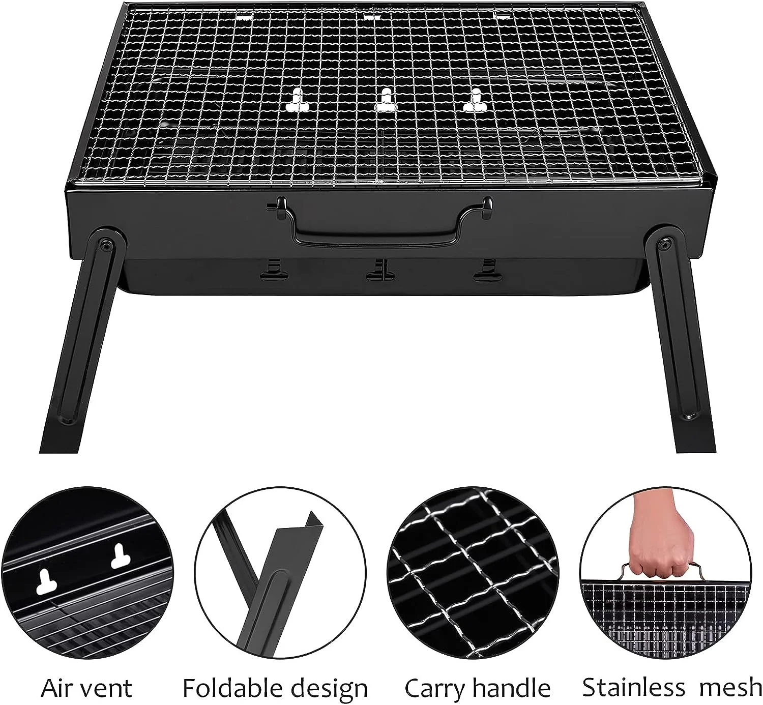 Mini Parrilla o Asador a Carbón Rectangular Portátil Metálica ALP-BBQ4429 Barbacoa. - Image 3