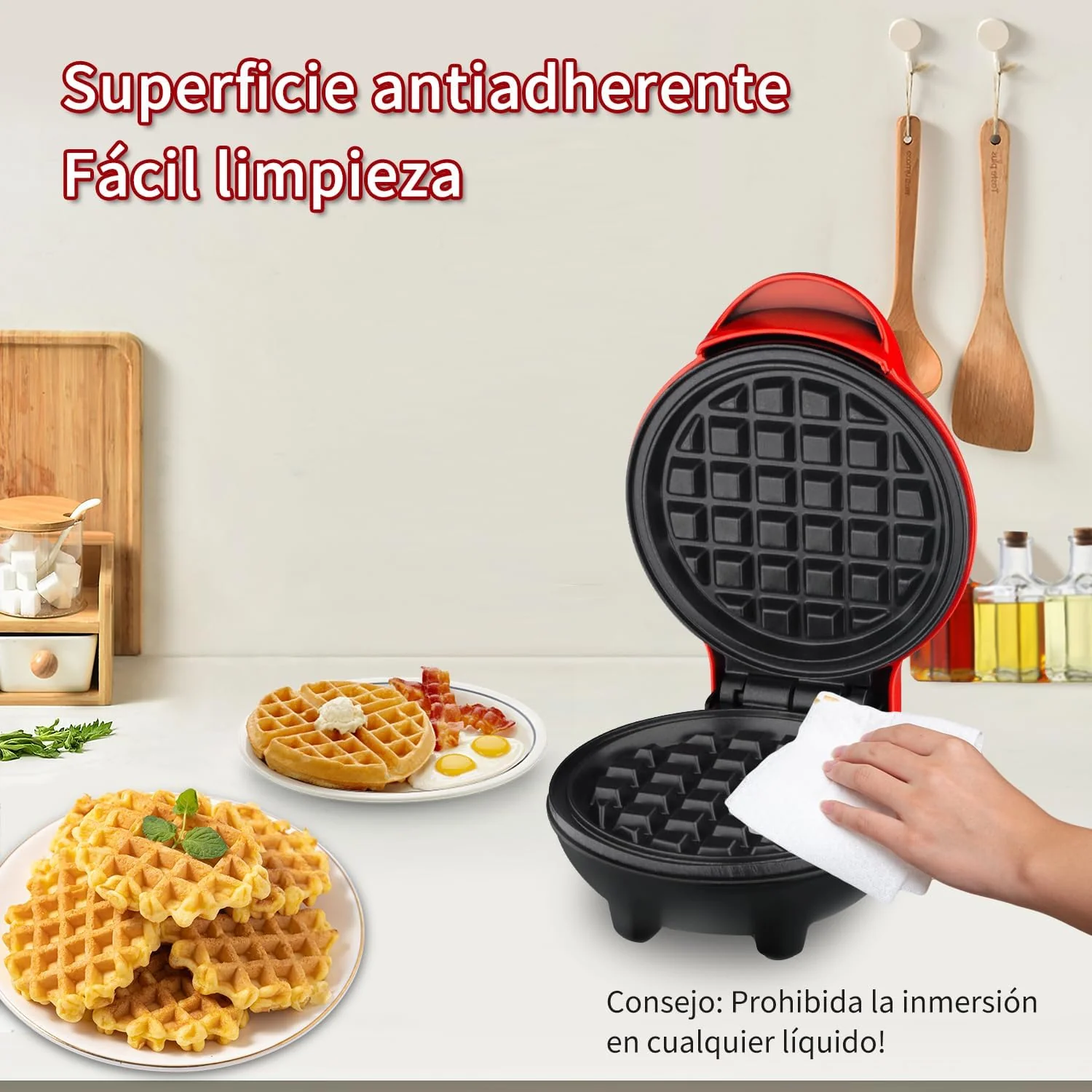 Mini Waflera Eléctrica 550W Lotus LT-9847 Waffle. Wafflera. - Image 4