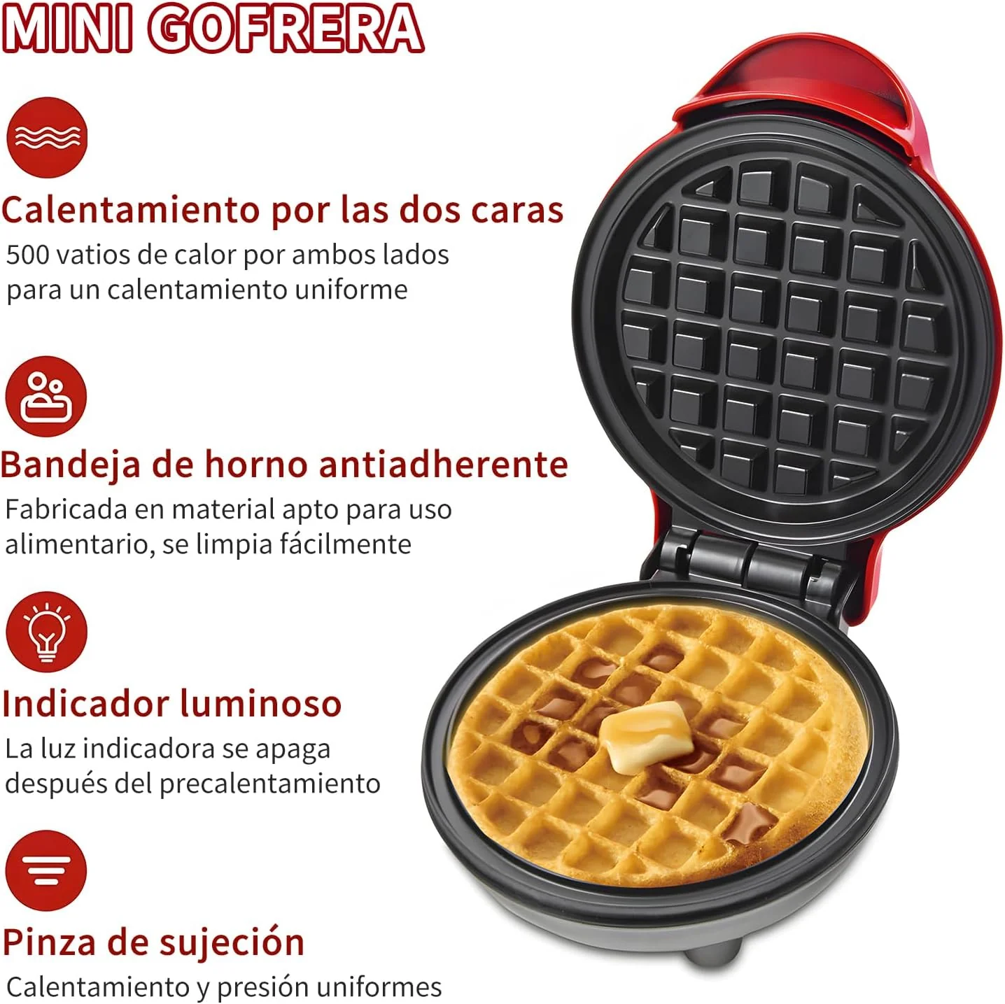 Mini Waflera Eléctrica 550W Lotus LT-9847 Waffle. Wafflera. - Image 5