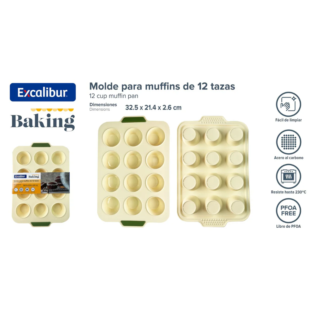 Molde de Cupcakes 12 Capacidades de Silicon Excalibur A164-CMS-MP05
