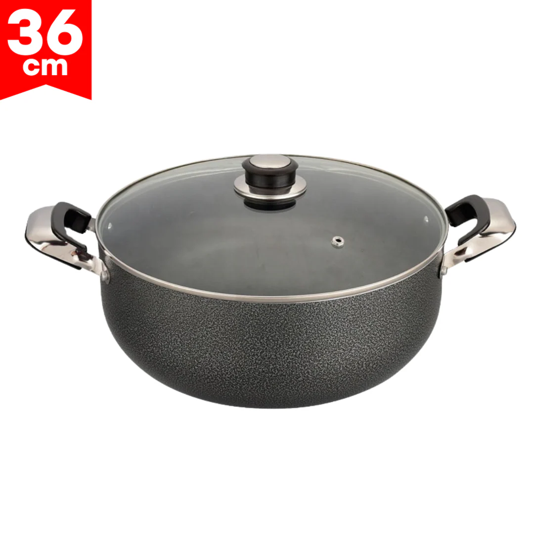 Olla de Aluminio con Tapa de Vidrio 36cm Lotus LHC-2036