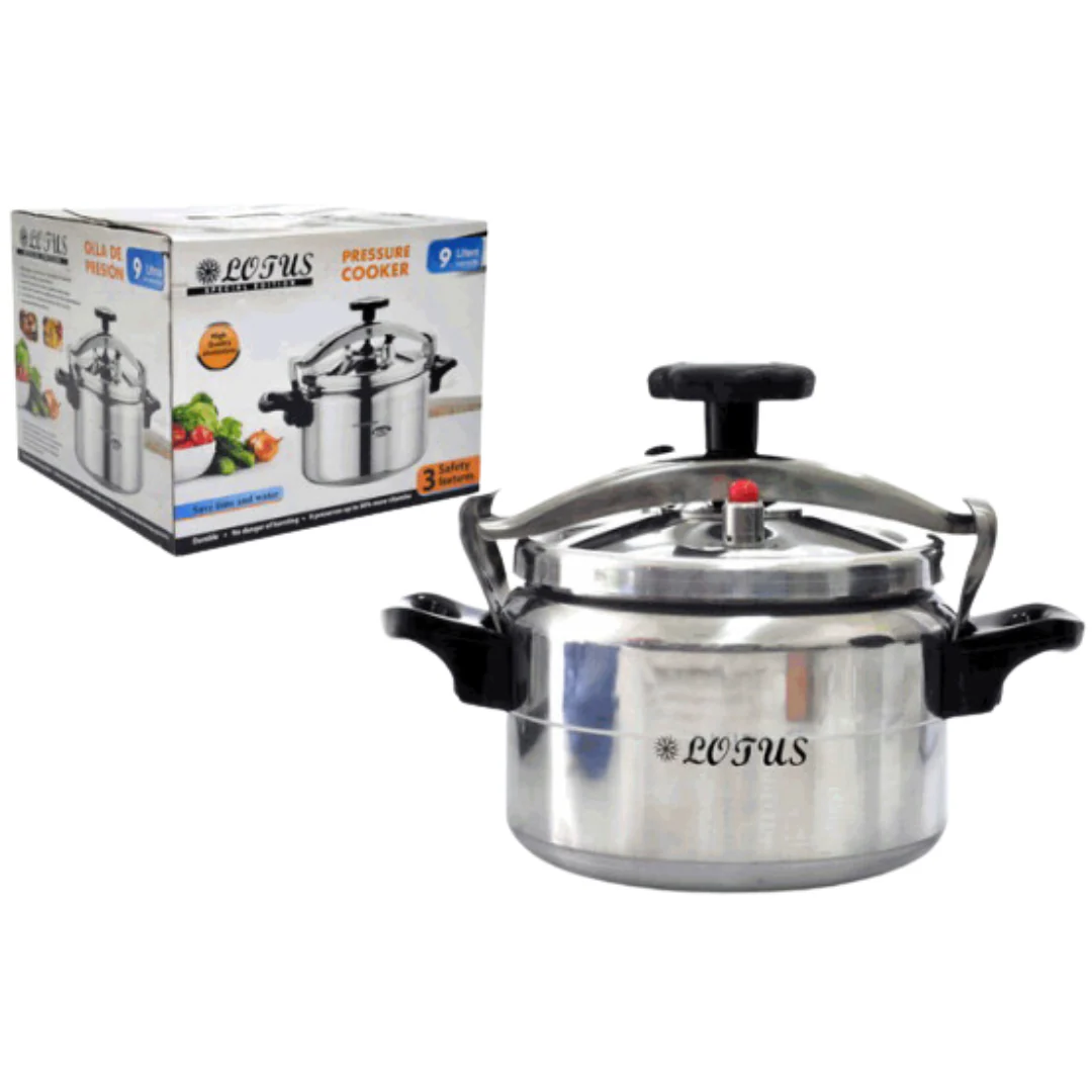 Olla de Presión de Acero Inoxidable con 2 Agarraderos 9 Litros LT-9LTR-N Lotus