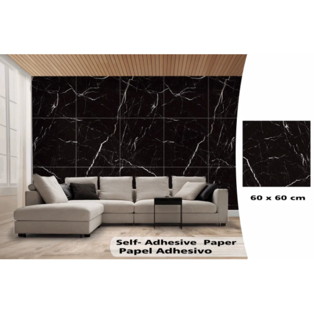 Papel Adhesivo para Pared con Diseños 60x60cm 88135 Estilo Marmol Negro