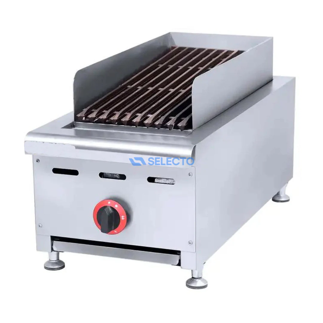 Parrilla Grill de Roca Volcánica a Gas de 1 Quemador de Acero Inoxidable 14" 360*770*460mm HGL-82
