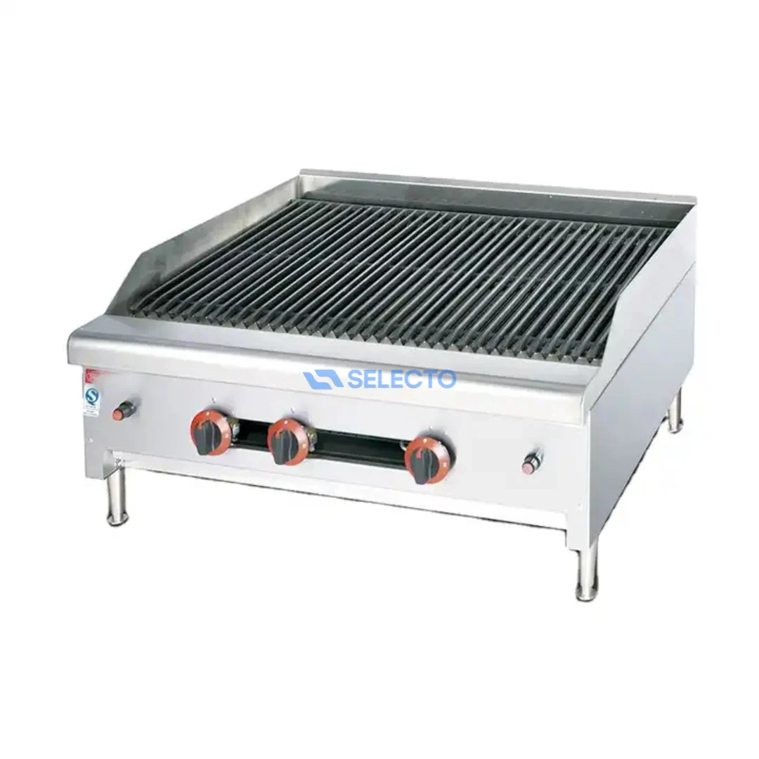 Parrilla Grill de Roca Volcánica a Gas de 3 Quemadores de Acero Inoxidable 36" 900*760*465mm HGL-86