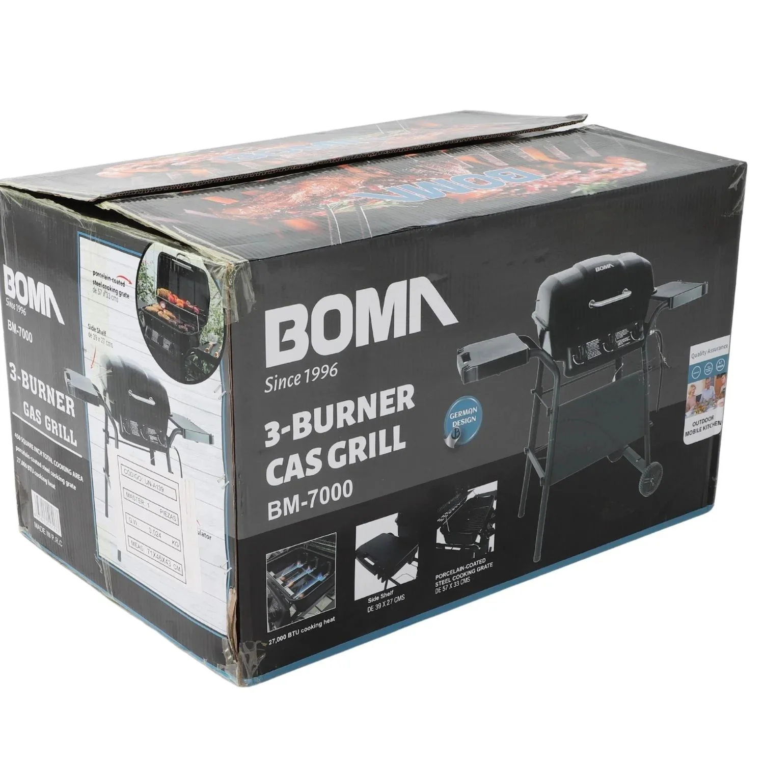 Parrillera BBQ A Gas Con 3 Quemadores Y Estantes Laterales. Encendido Rápido Acero Inoxidable. Medidas: 71X46x43cm Asador. Asadores. UN-A139 - Image 5