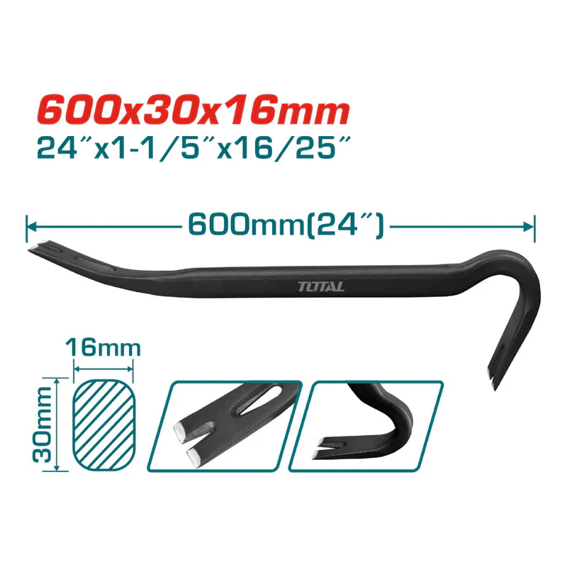 Pata De Cabra De 24"(600Mm)X1-3/16"(30Mm)X5/8"(16.0Mm) Vástago Oval Con Muesca (30°, 68°) THT431242 - Image 2