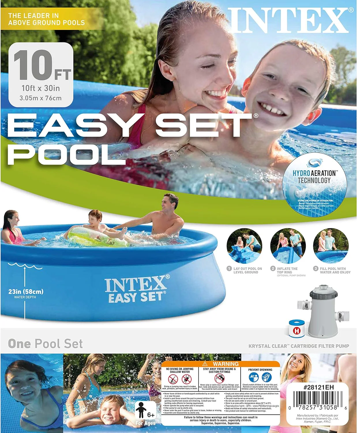 Piscina Inflable Easy Set 10pies x 30plg Set con Bomba de Filtro de Cartucho Intex 28121 - Image 3