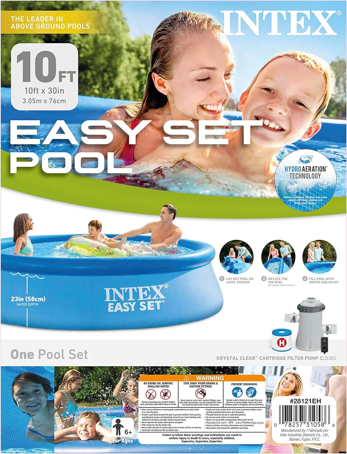 Piscina Inflable Easy Set 10pies x 30plg Set con Bomba de Filtro de Cartucho Intex 28121 - Image 5