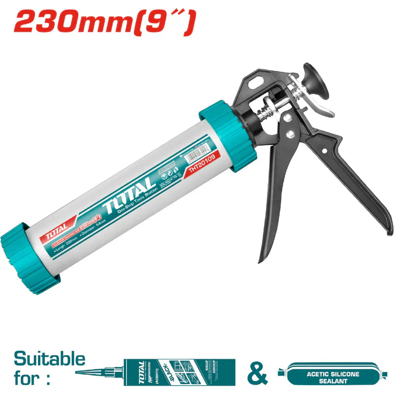 Pistola De Silicón De 9" Calafateadora De Aluminio 2En1 Para Salchichas O Cartuchos Total THT20109