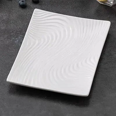 Plato Cuadrado con Relieve Blanco de Cerámica 10" DX-0211 - Image 2