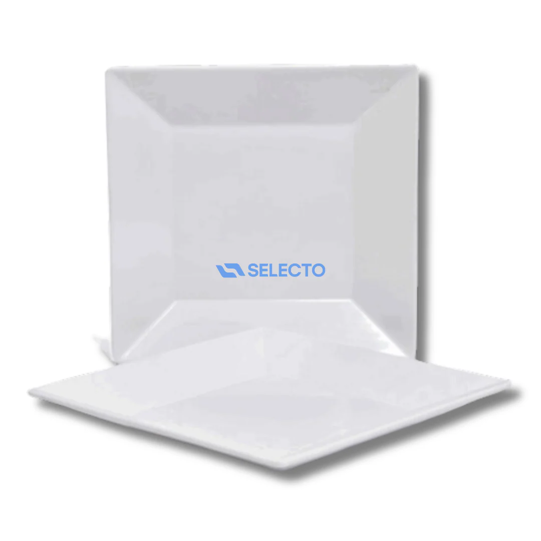 Plato de Melamina Cuadrado Blanco 10" BG-014-10W
