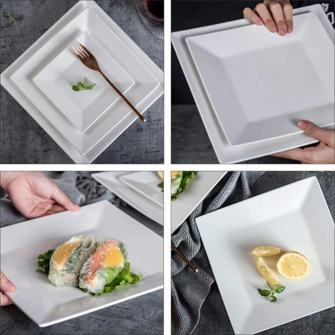 Plato de Melamina Cuadrado Blanco 10" BG-014-10W - Image 3