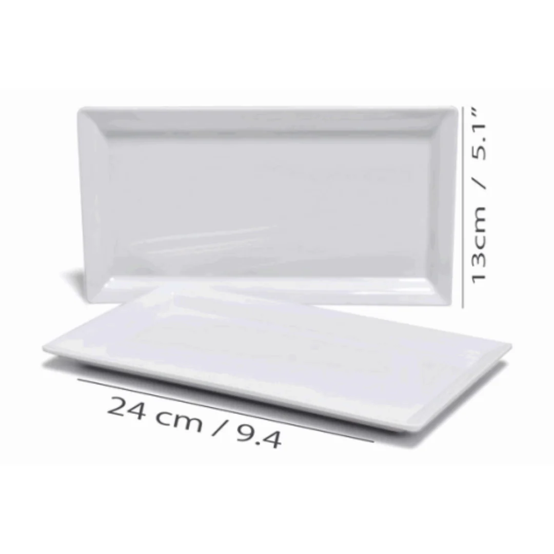 Plato de Melamina Rectangular Blanco 24x13cm BG-162-9W