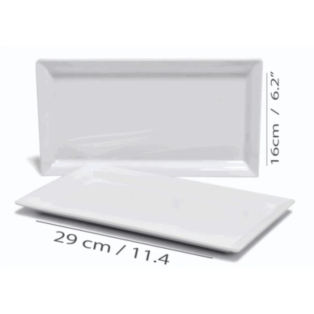 Plato de Melamina Rectangular Blanco 29x16cm BG-162-11-5W
