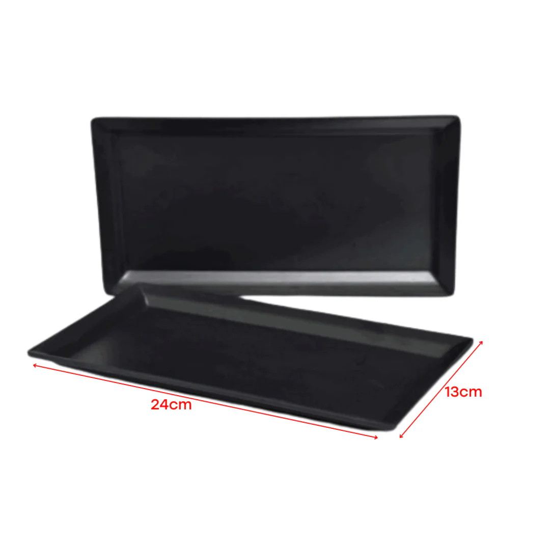 Plato de Melamina Rectangular Negro 24x13cm BG-162-9-5BLK