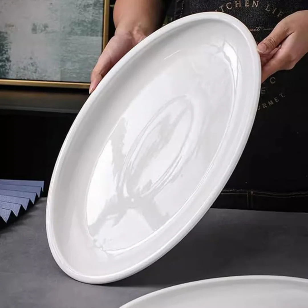 Plato Ovalado Hondo de Melamina Blanca 14" BG-OP357-14WH45 - Image 3