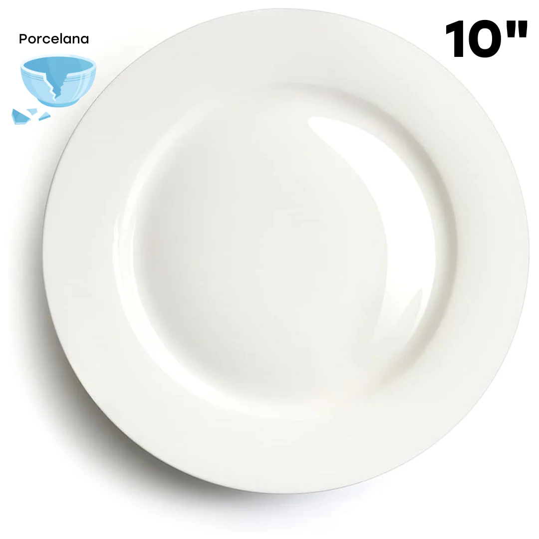 Plato Redondo de Porcelana Blanco 10" DX-0086