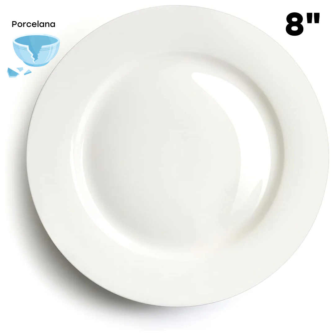 Plato Redondo de Porcelana Blanco 8" 87696