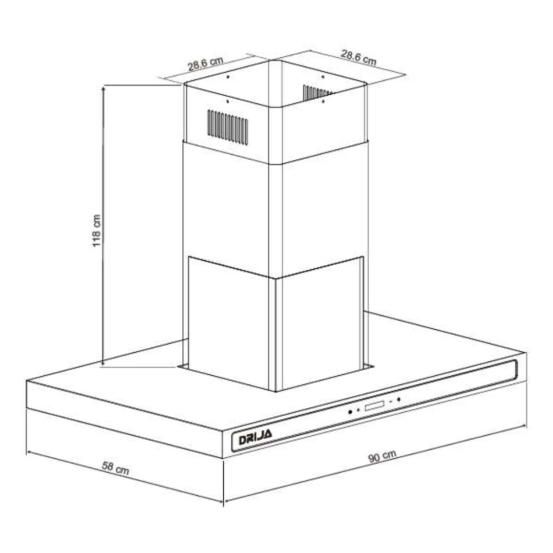 (POR PEDIDO) Extractor de Grasa QUADRATO ISLA 90 BLACK Drija - Image 2