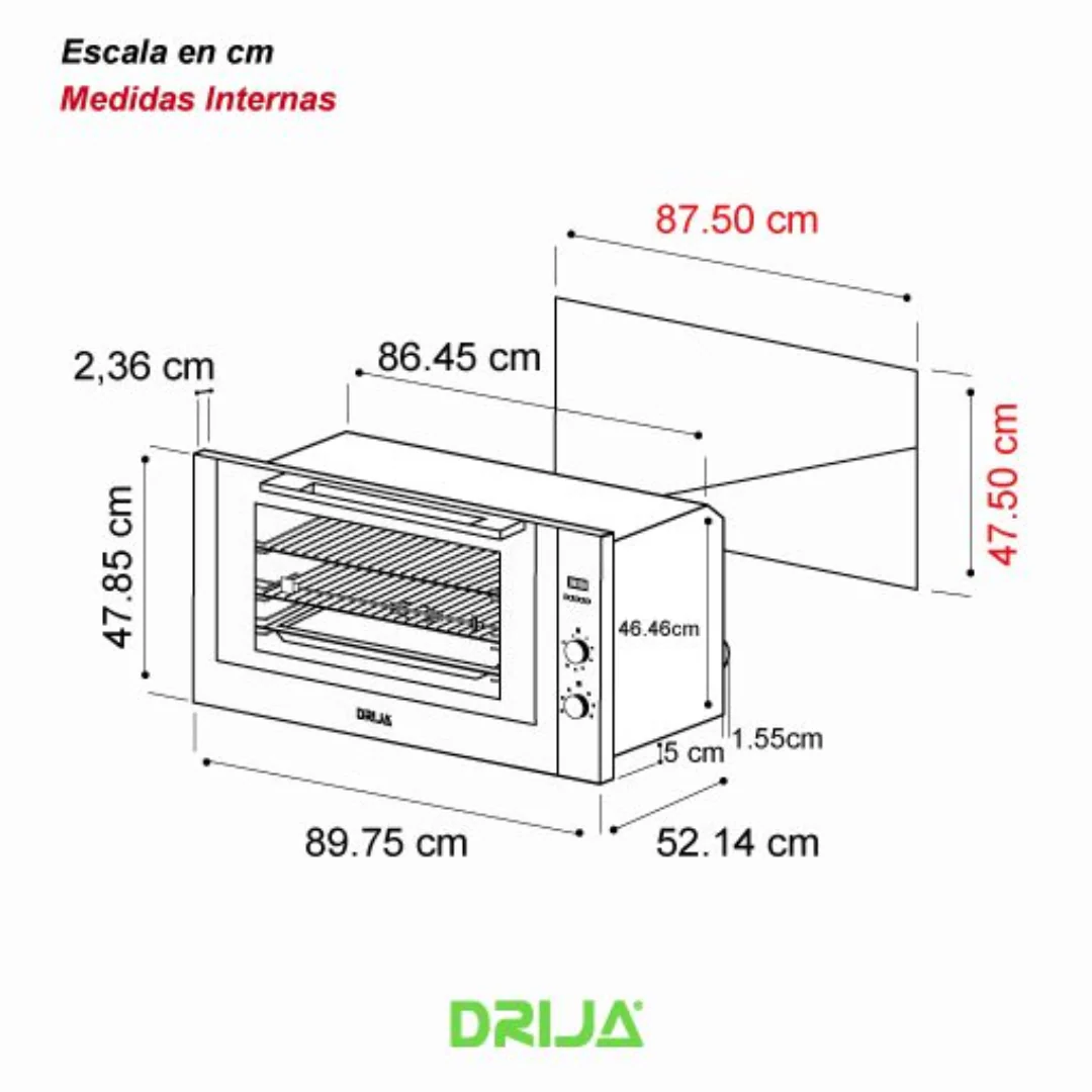 Horno Empotrable America 90 Air Eléctrico Drija - Image 2