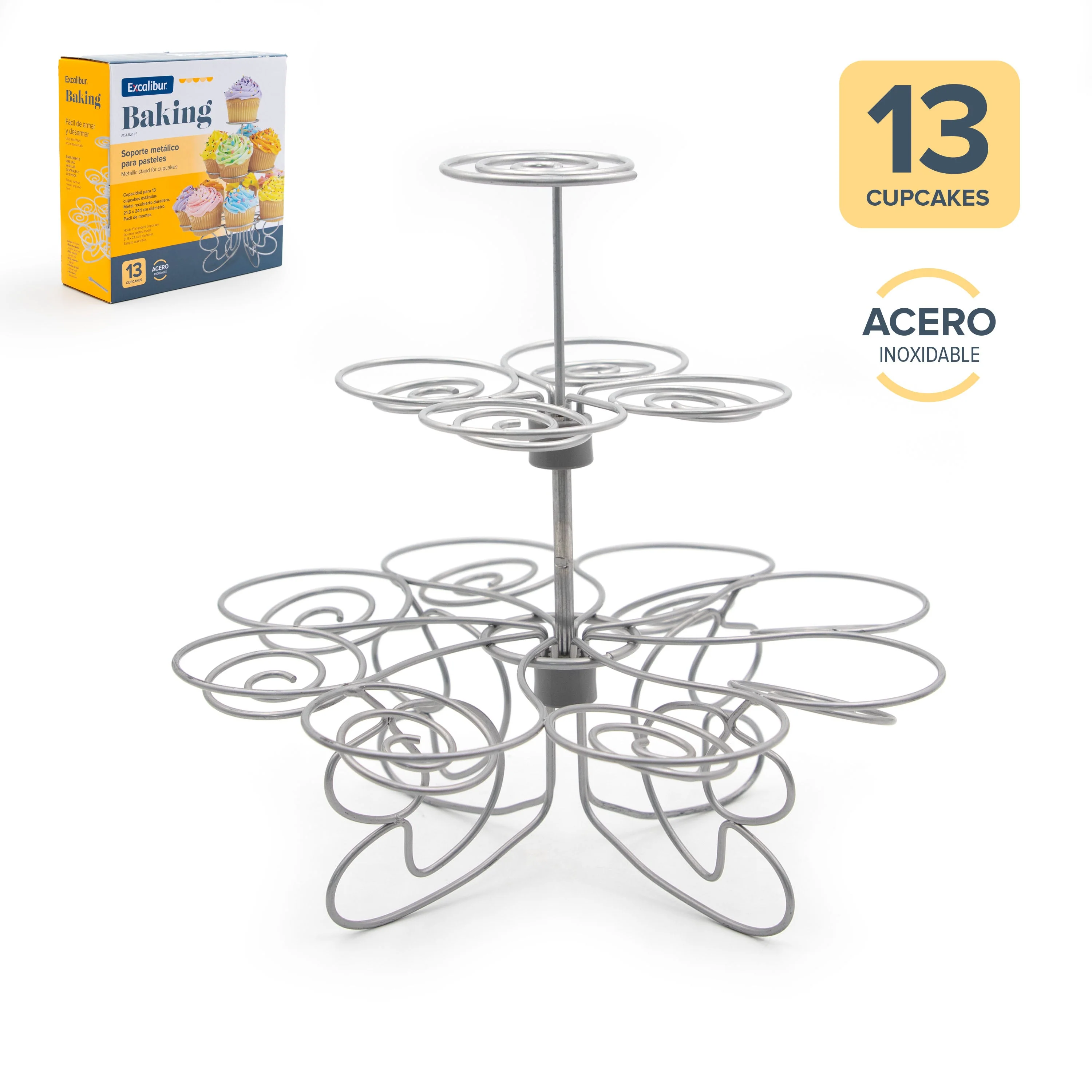 Porta Cup Cakes de 13 Capacidades en Acero inoxidable Excalibur A151-BWH13