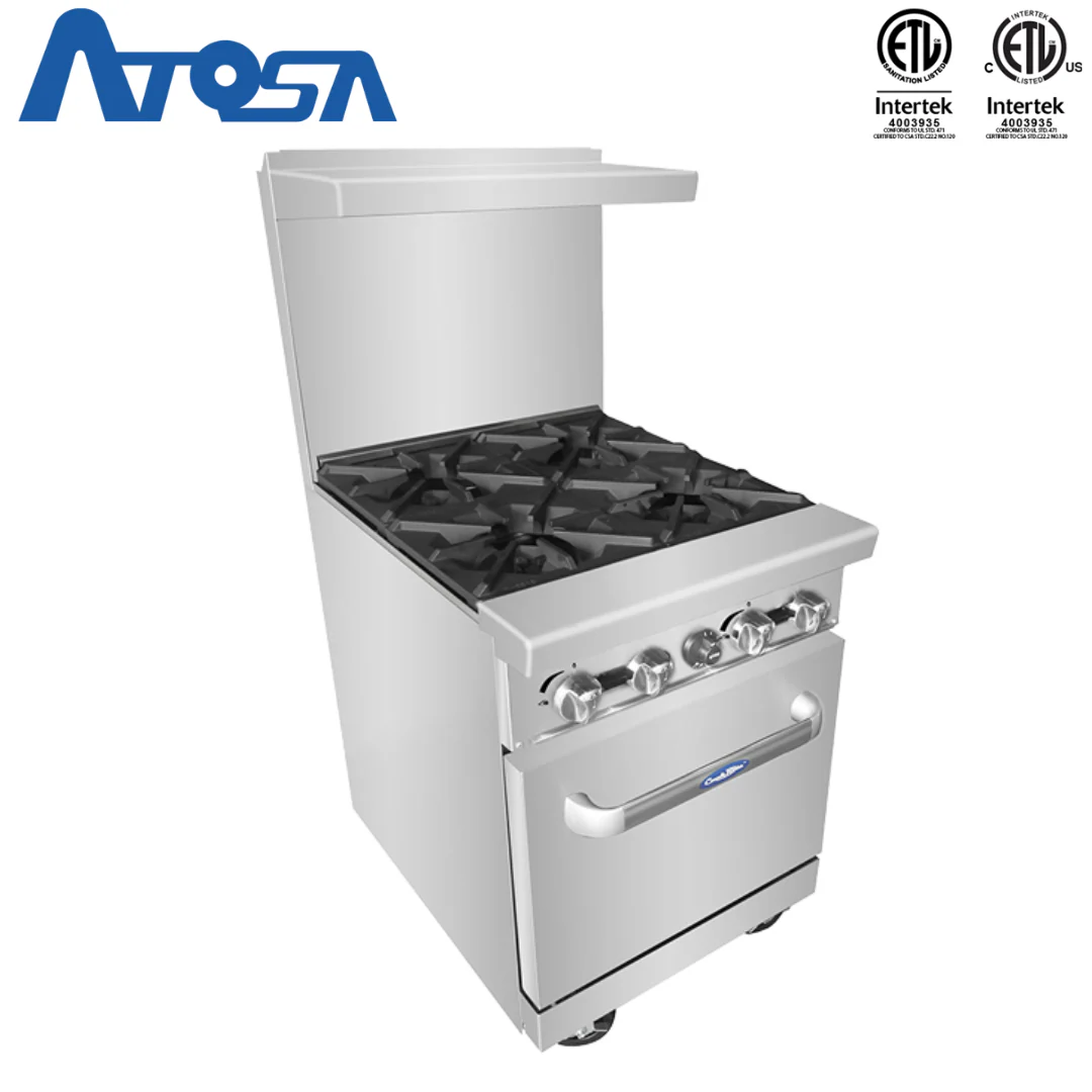 (PP) Estufa con Horno Industrial a Gas 24" de 4 Quemadores Acero Inoxidable Atosa ATO-4B - Image 2