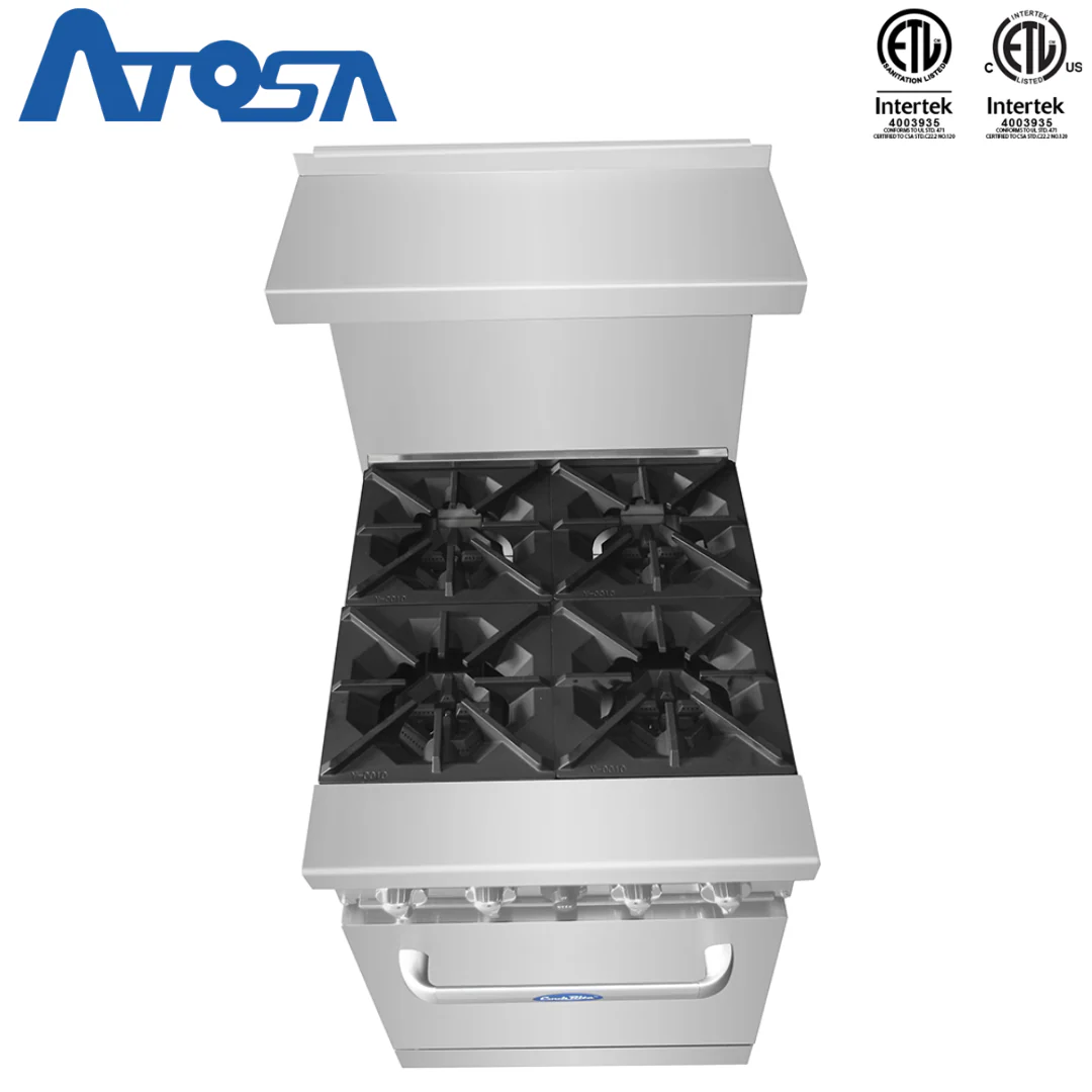 (PP) Estufa con Horno Industrial a Gas 24" de 4 Quemadores Acero Inoxidable Atosa ATO-4B - Image 4