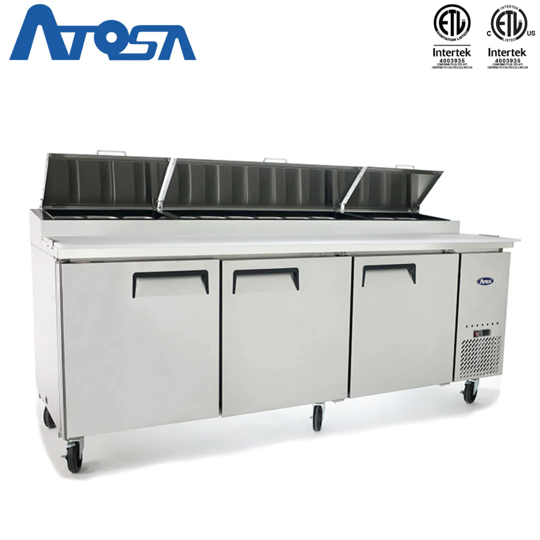 (PP) Mesa para Preparación de Pizza de 3 Puertas Refrigerada 93"/236cm Acero Inoxidable Atosa MPF8203GR - Image 2