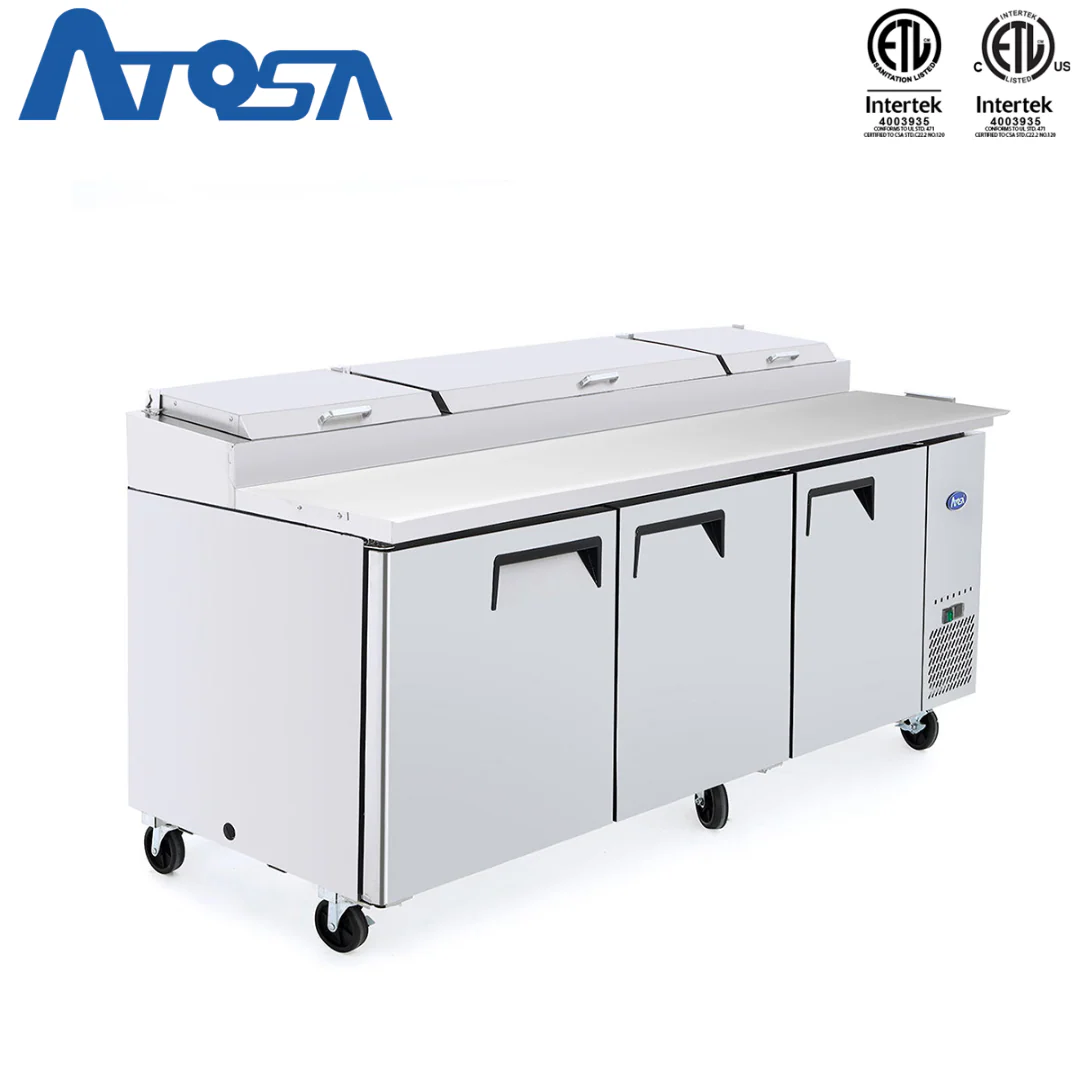 (PP) Mesa para Preparación de Pizza de 3 Puertas Refrigerada 93"/236cm Acero Inoxidable Atosa MPF8203GR - Image 3