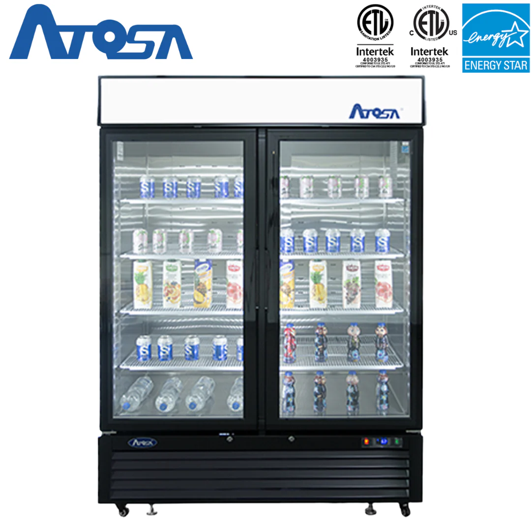 (PP) Vitrina Refrigerador Exhibidor 2 Puertas de Vidrio 43.8p3 Atosa MCF8716GR Freezer.